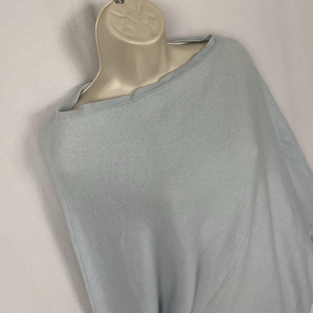 Johnstons Of Elgin Cashmere Sweater Womens Small Blue Boat Neck Dolman Poncho - Picture 2 of 9